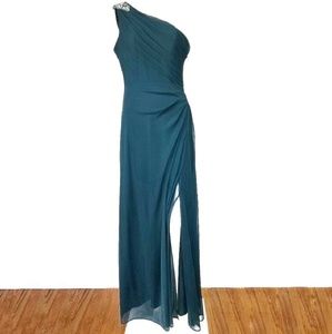 Stunning Beaded Turquoise Formal Evening Maxi Gown